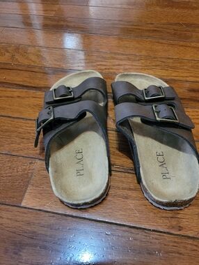 The Childern's Place Brown Double-Buckle Comfort Slides